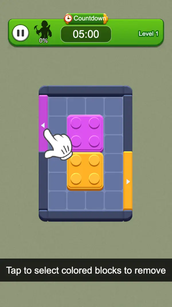 Chroma Jam — The instruction caption in its own words: "Tap to select colored blocks to remove".